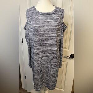 New York & Company Long Sleeve Cold Shoulder Dress - Gray